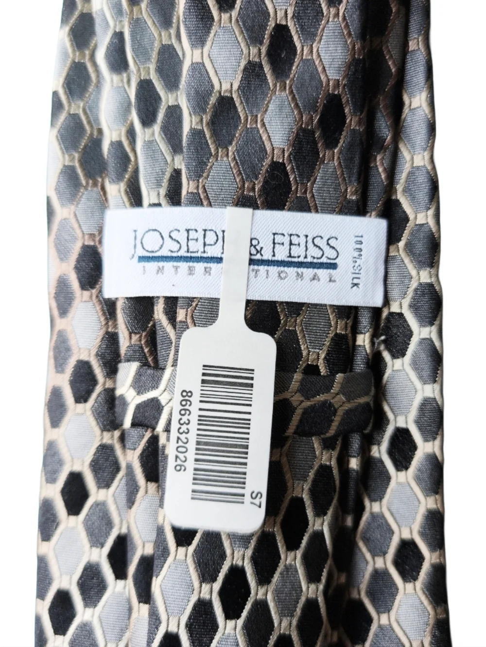 100% Silk Tie Joseph Feiss Bronze Silver Gray NWT Prom Wedding Homecoming - Picture 2 of 3